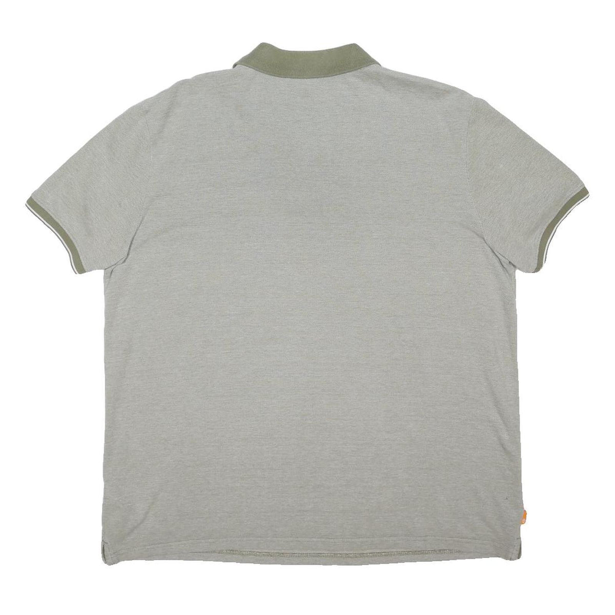 TIMBERLAND Mens Grey & Green Polo Shirt L Cotton Blend Casual Short Sleeve