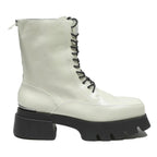 CHARLES & KEITH Womens Lace Up Ankle Boots White & Black Leather UK 4 Chunky