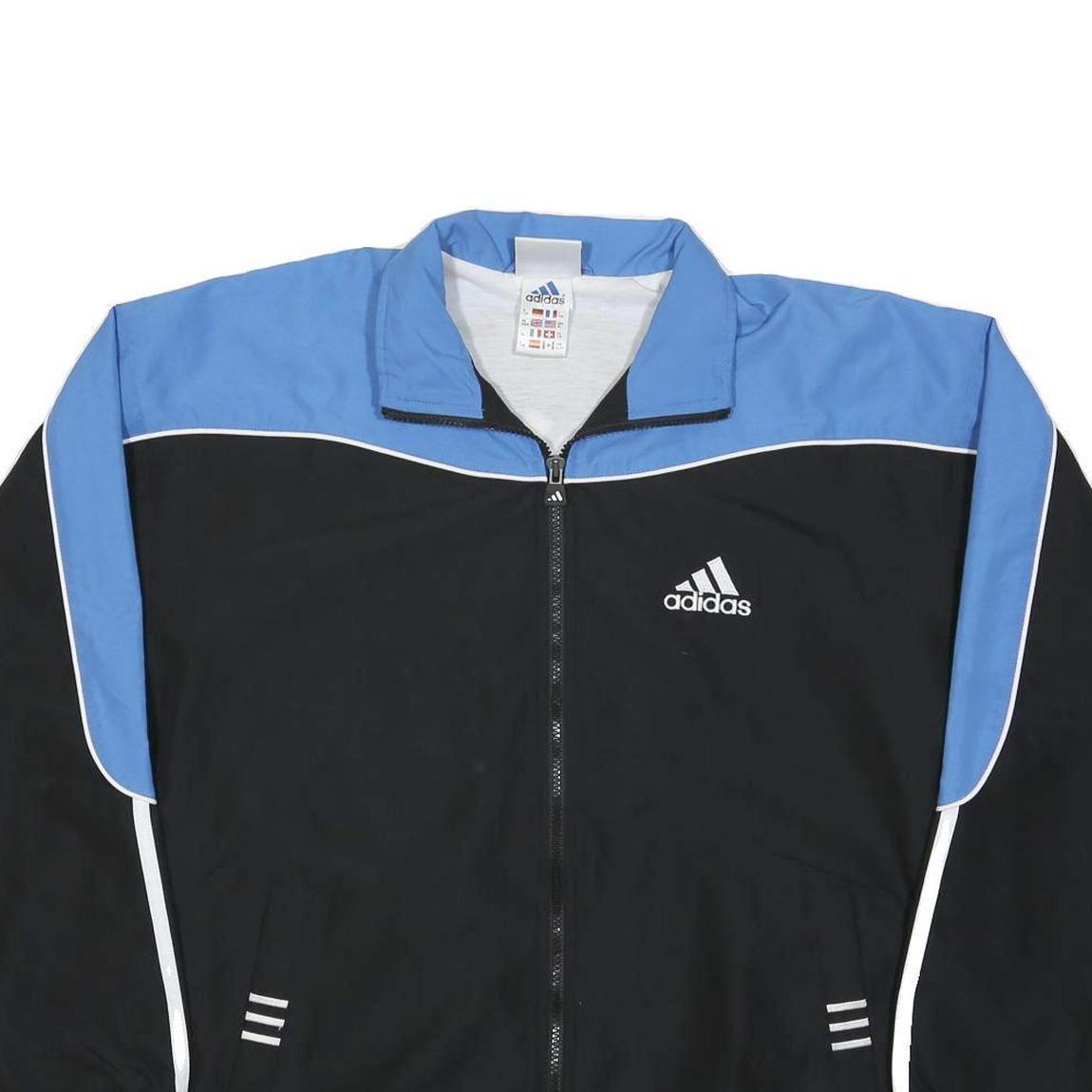 ADIDAS Mens Black & Blue Sports Training Zip Jacket XL Polyester Blend Track