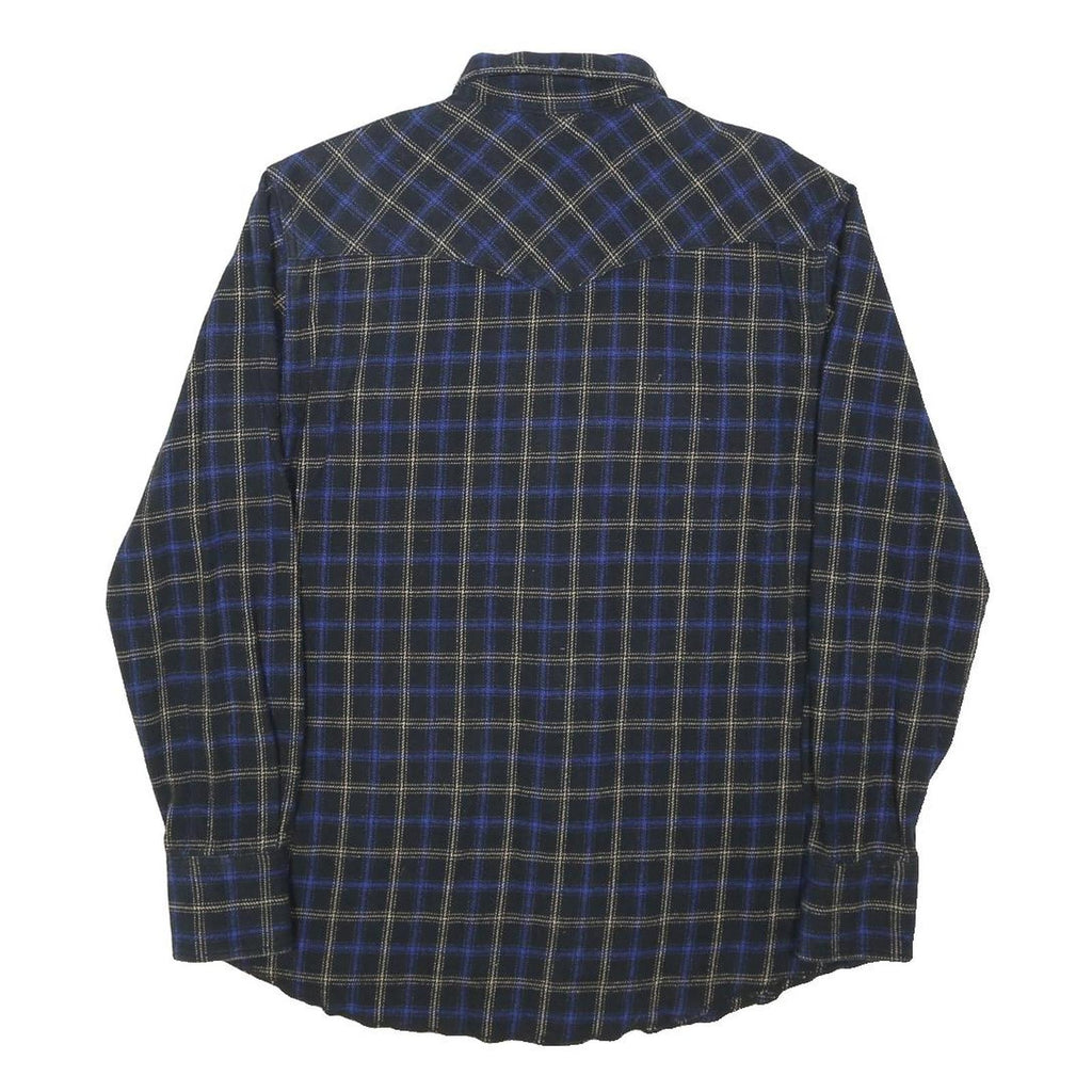 WRANGLER Mens Black & Blue Checked Cotton Shirt L Western Style Casual