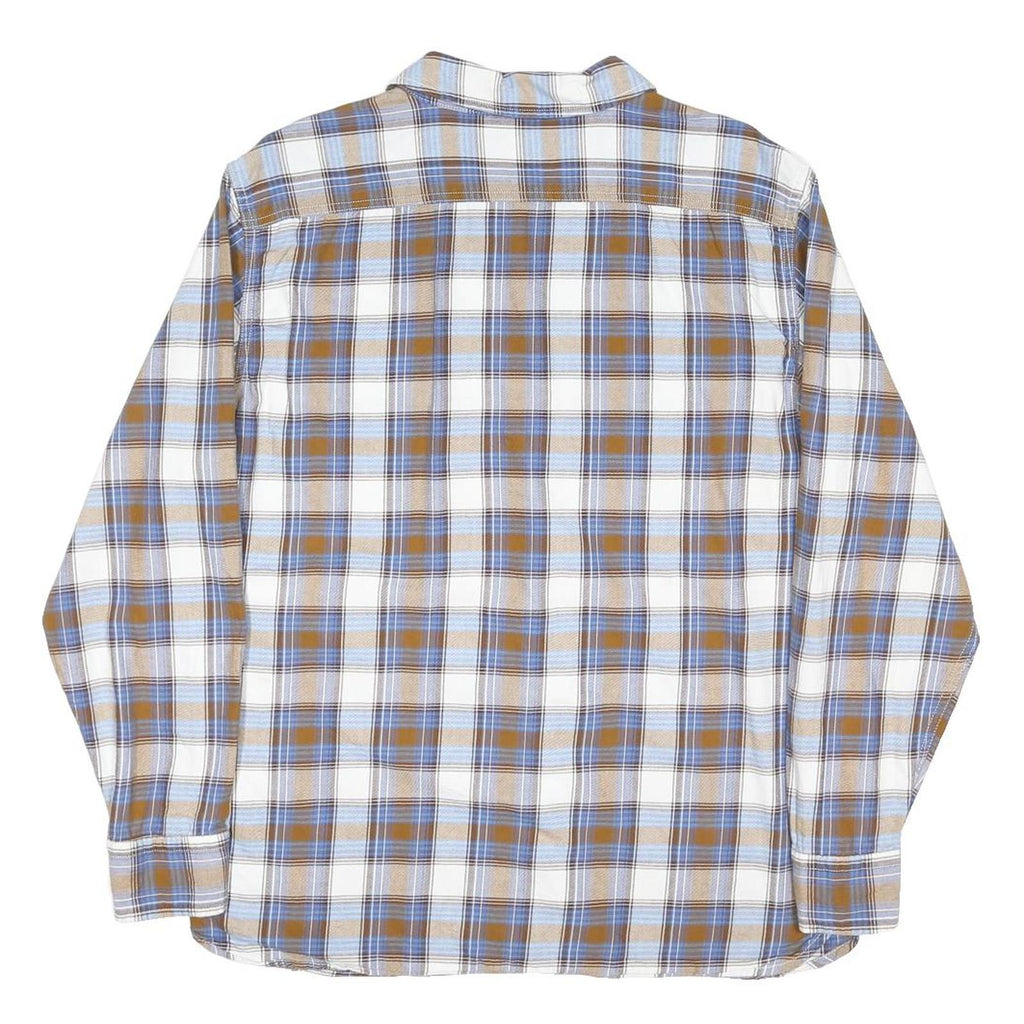 LEVI'S Mens Blue & Brown Check Shirt M Cotton Blend Casual Button Shirt