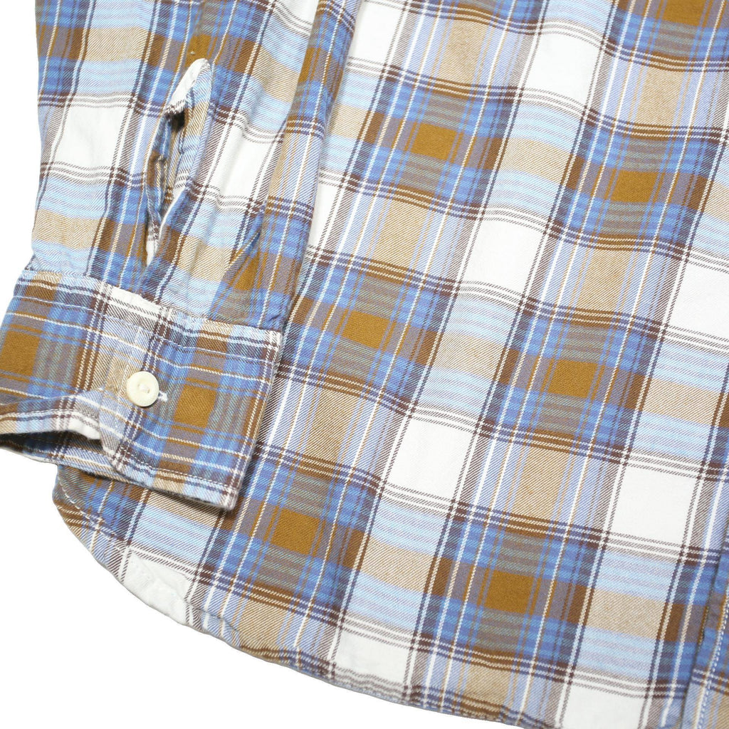 LEVI'S Mens Blue & Brown Check Shirt M Cotton Blend Casual Button Shirt