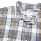 LEVI'S Mens Blue & Brown Check Shirt M Cotton Blend Casual Button Shirt