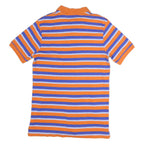 CHAPS Mens Orange & Blue Striped Short Sleeve Polo Shirt S Cotton Casual