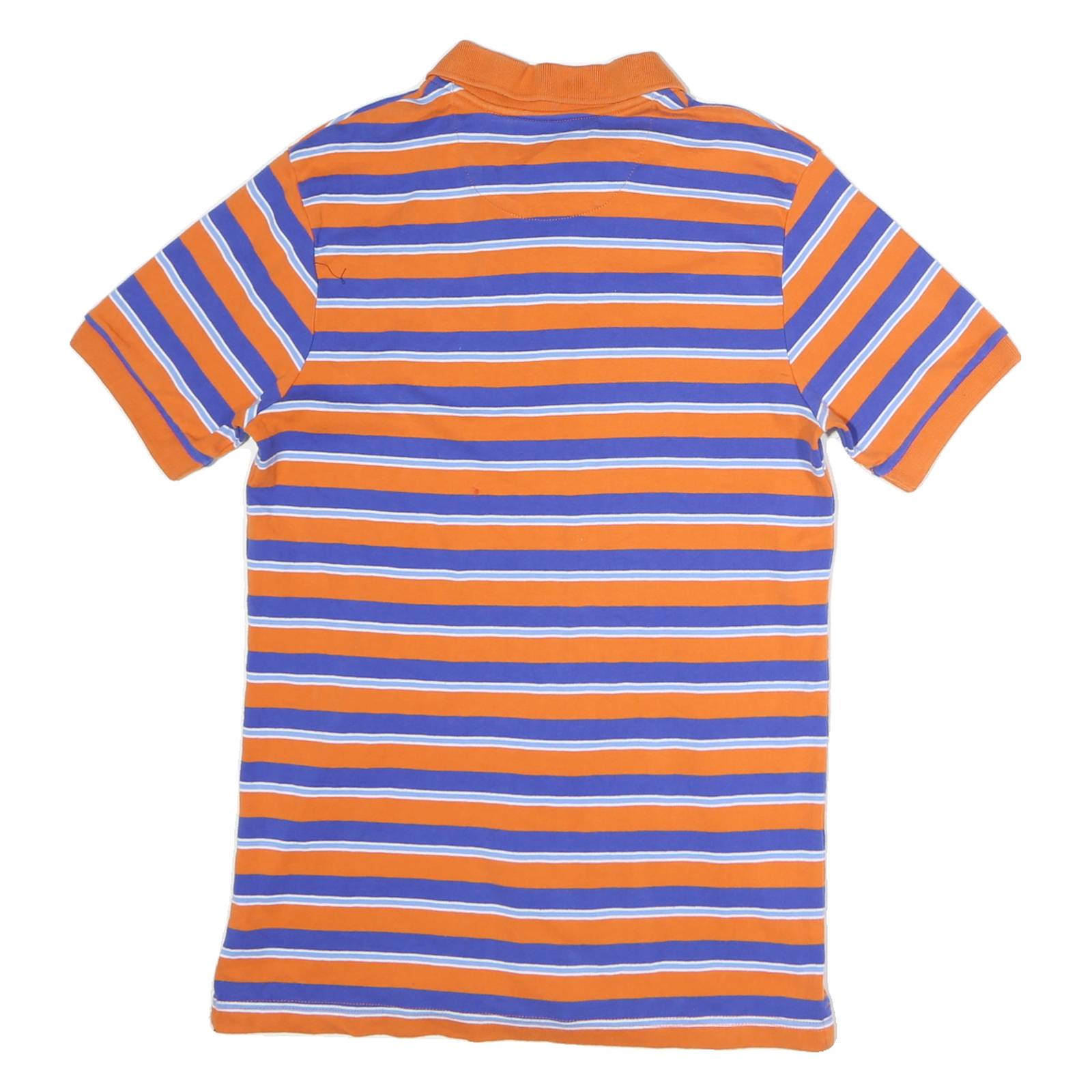 CHAPS Mens Orange & Blue Striped Short Sleeve Polo Shirt S Cotton Casual