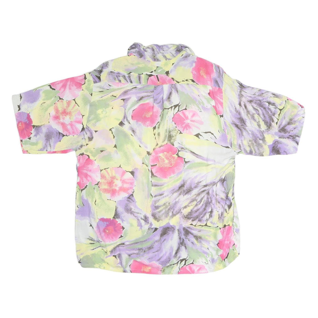 GABIS PARIS Mens Yellow & Pink Floral Print Cotton Blend Shirt Short Sleeve L