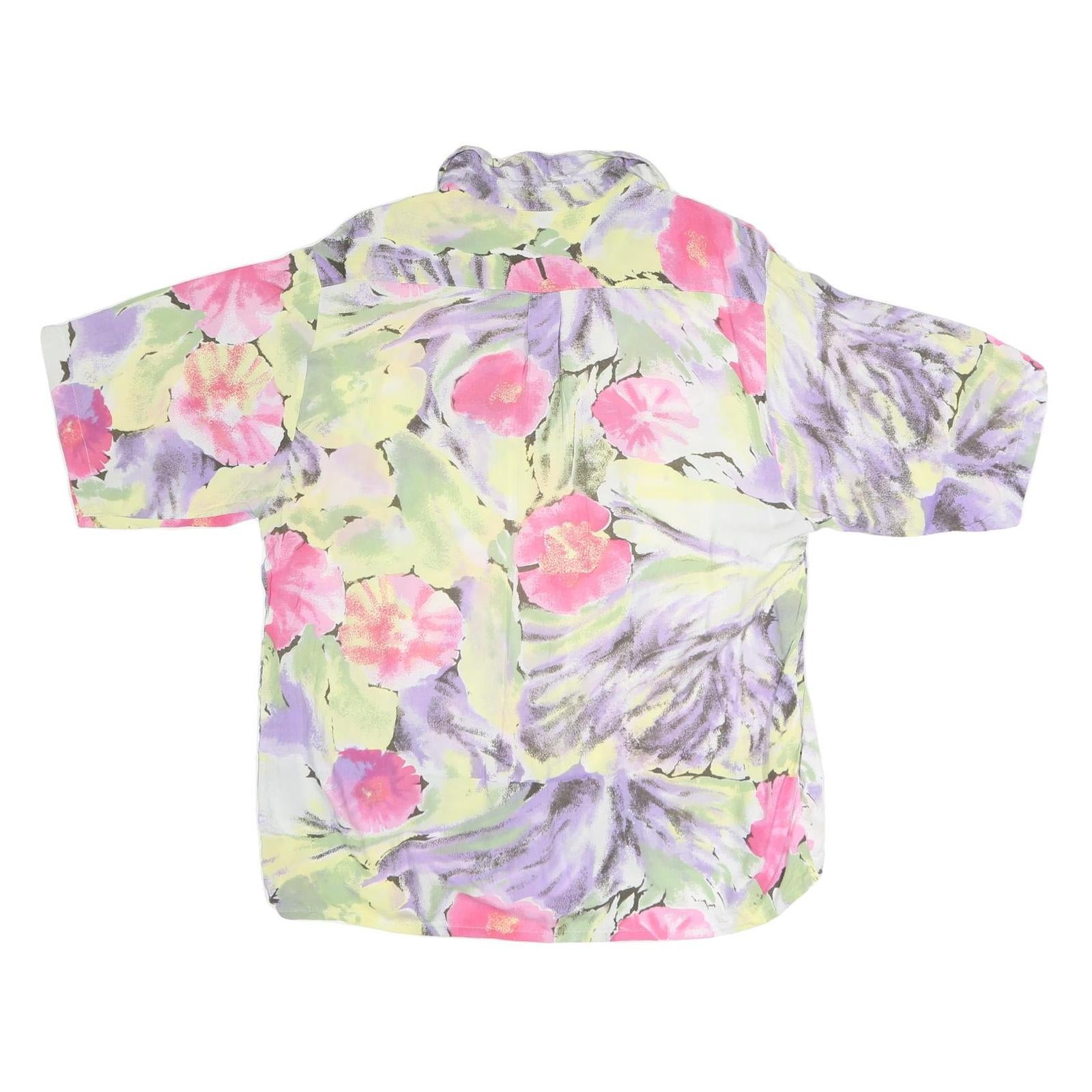 GABIS PARIS Mens Yellow & Pink Floral Print Cotton Blend Shirt Short Sleeve L