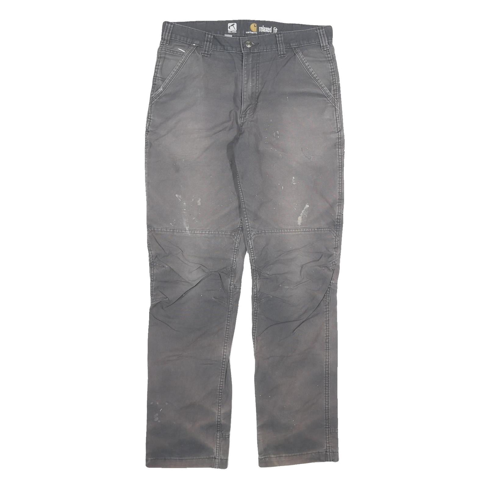 CARHARTT Mens Cotton Blend Grey Relaxed Fit Straight Trousers W34 L33 Workwear