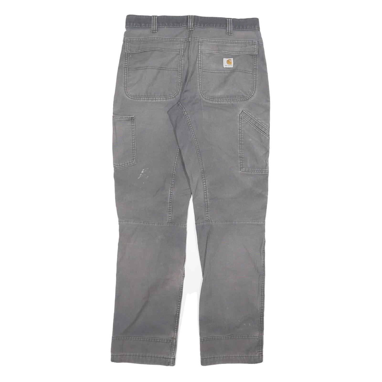 CARHARTT Mens Cotton Blend Grey Relaxed Fit Straight Trousers W34 L33 Workwear