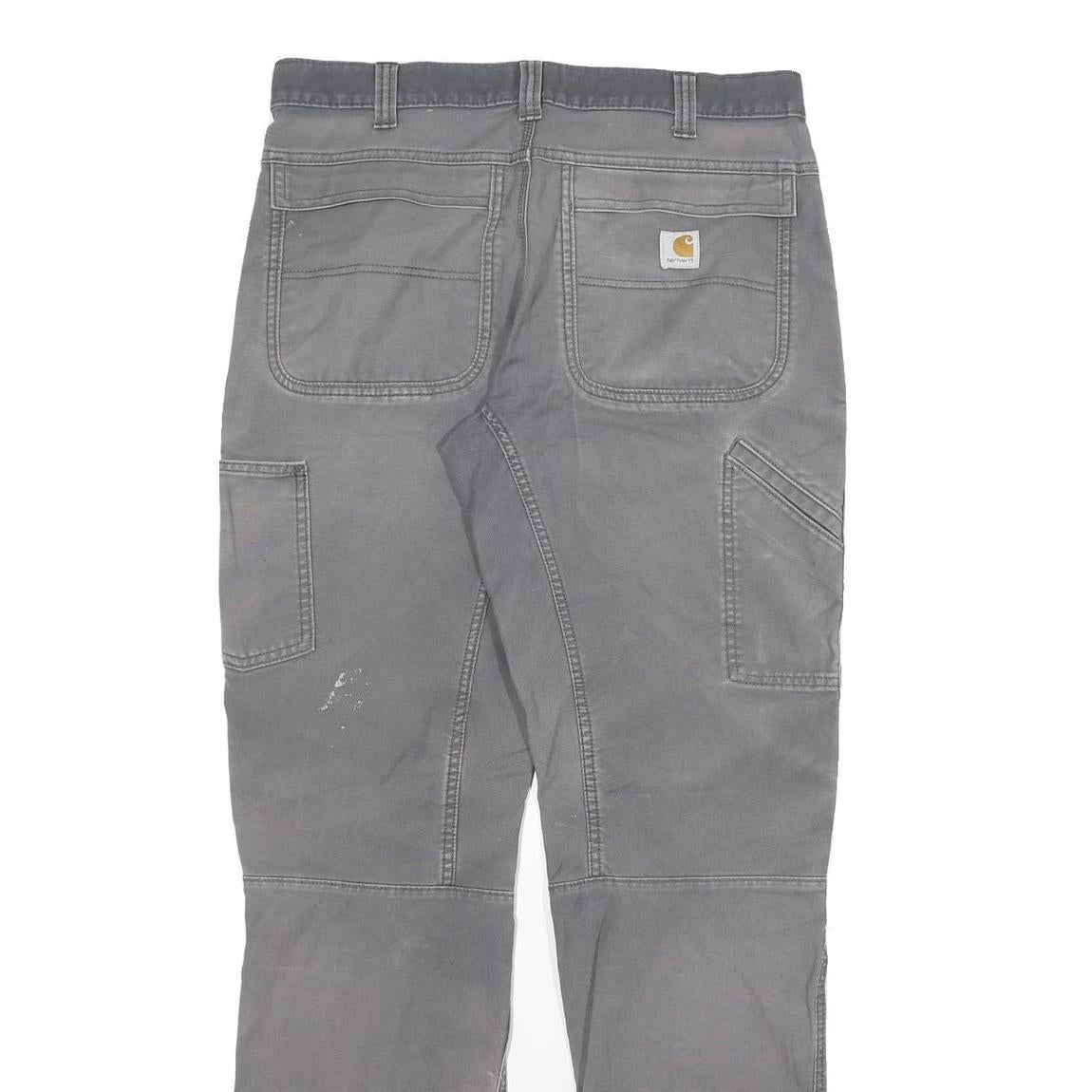 CARHARTT Mens Cotton Blend Grey Relaxed Fit Straight Trousers W34 L33 Workwear