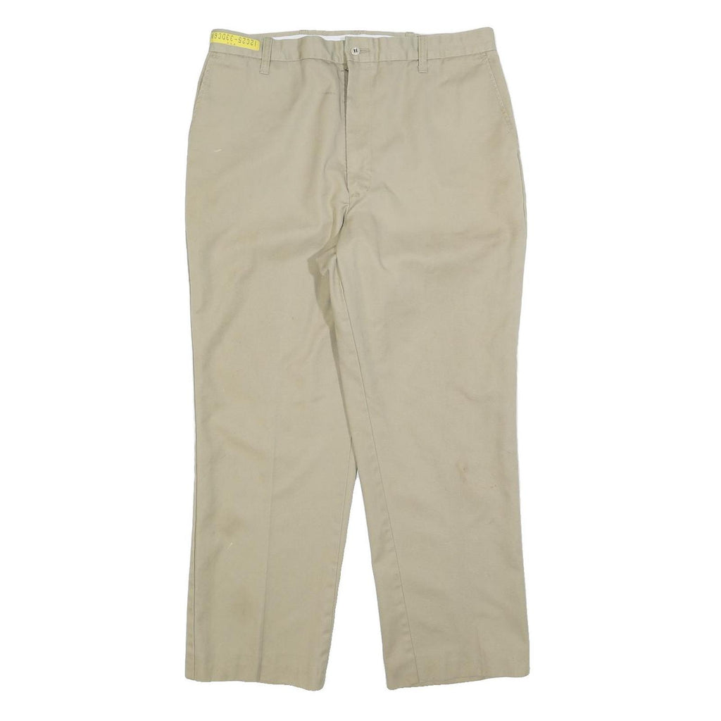 DICKIES Mens Cotton Blend Beige Regular Fit Straight Leg Trousers W36 L28