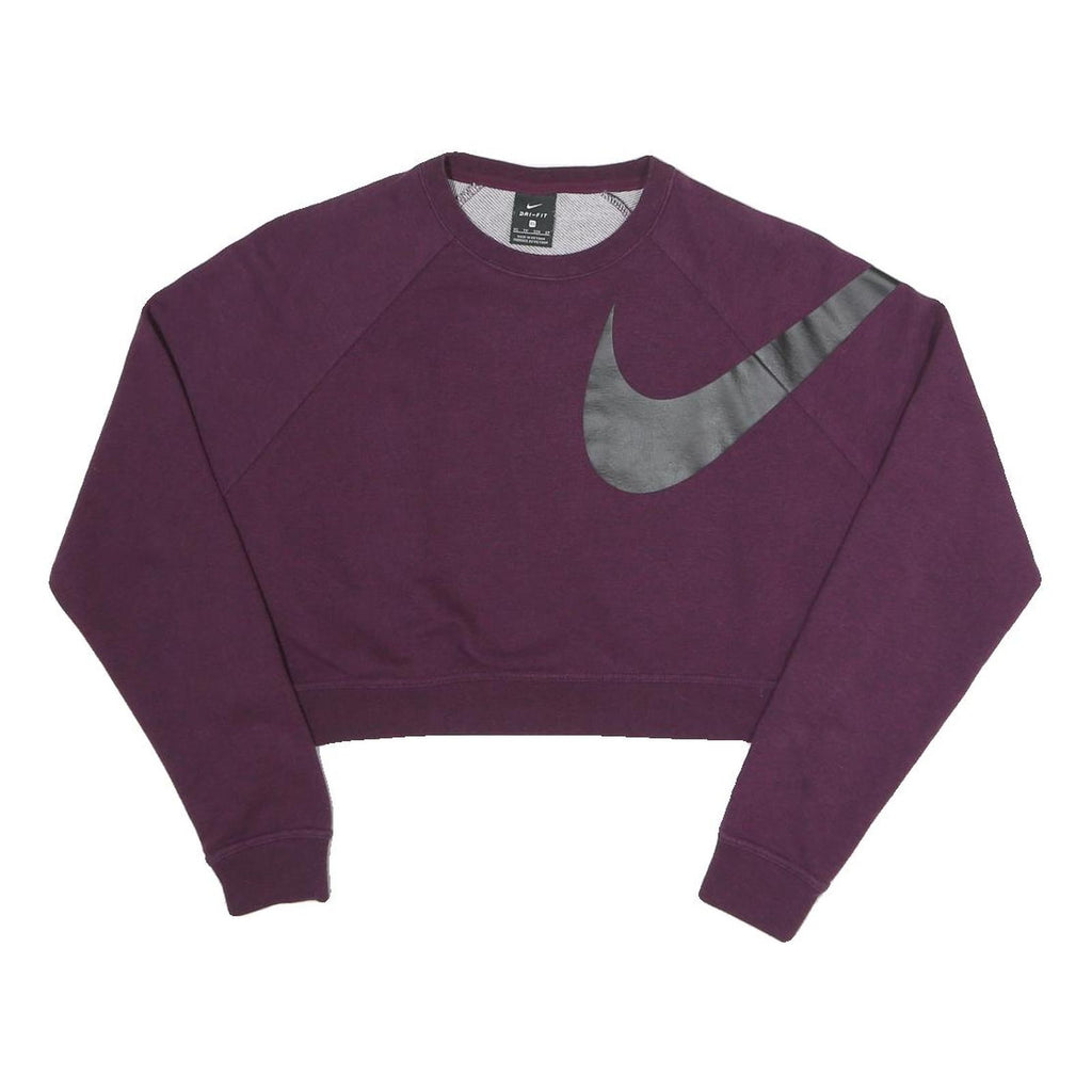 NIKE Womens Maroon Cotton Blend Crew Neck XS Sweatshirt Cropped Logo