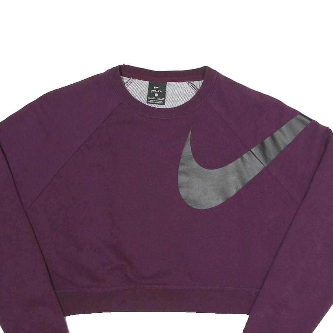 NIKE Womens Maroon Cotton Blend Crew Neck XS Sweatshirt Cropped Logo