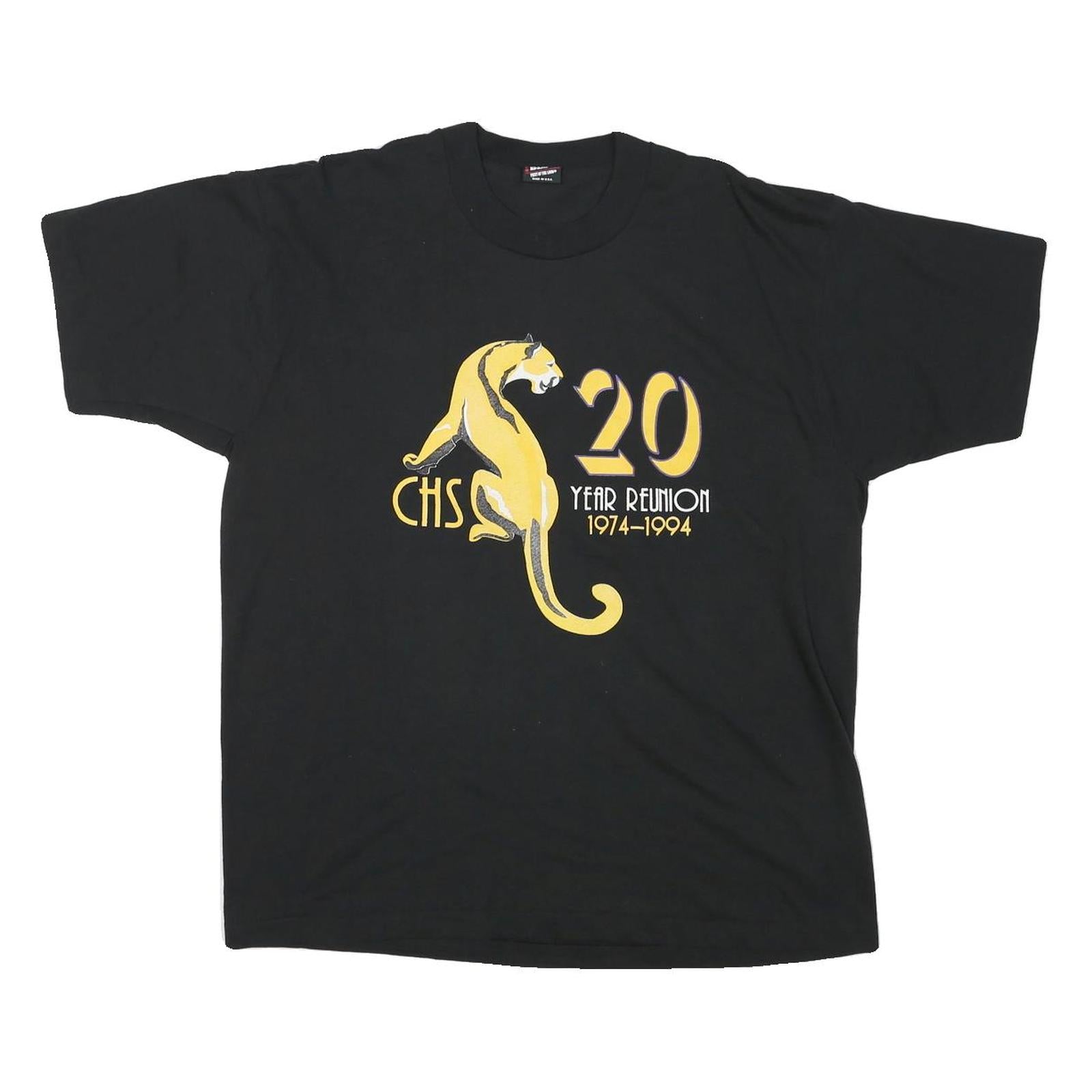 THE BEST Mens Black 20 Year Reunion XL Short Sleeve Crew Neck Printed T-Shirt