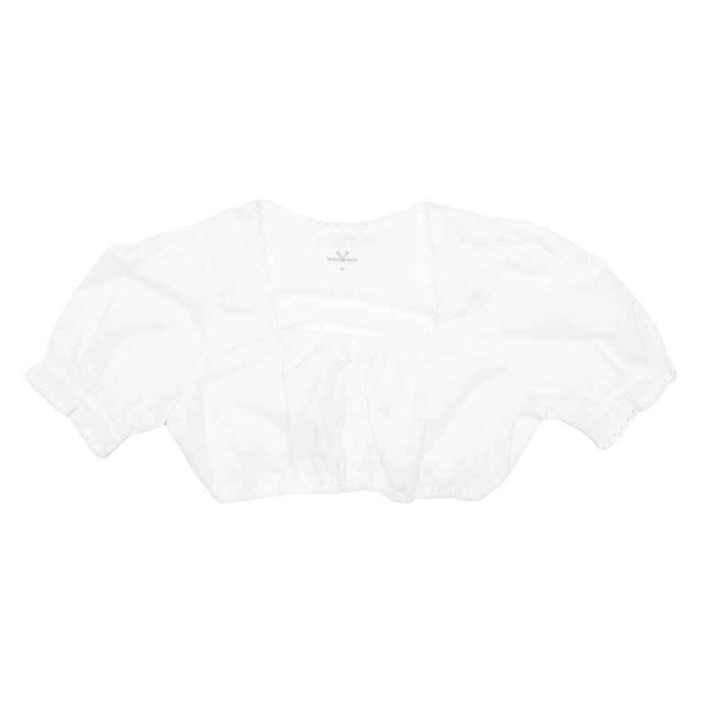 WALDSCHUTZ Womens Cropped Blouse White Puff Sleeve M