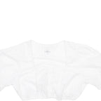 WALDSCHUTZ Womens Cropped Blouse White Puff Sleeve M
