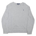 POLO RALPH LAUREN Mens Grey Plain Jumper Crew Neck Basic Knit L Cotton Blend