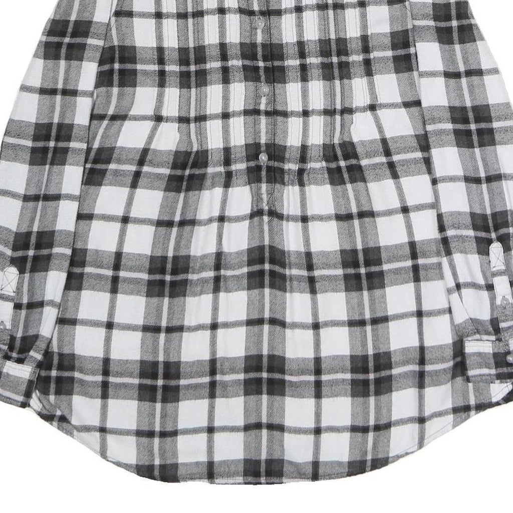 AMERICAN EAGLE Womens Black & White Plaid Cotton Shirt S Casual Check Button-Up