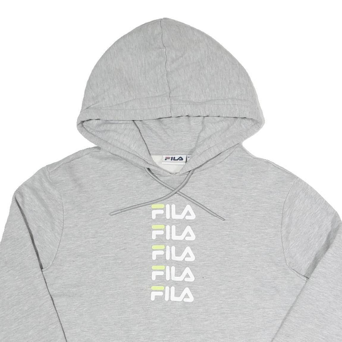 FILA Womens Grey Hoodie UK 12 Cotton Blend Pullover Casual Sportswear
