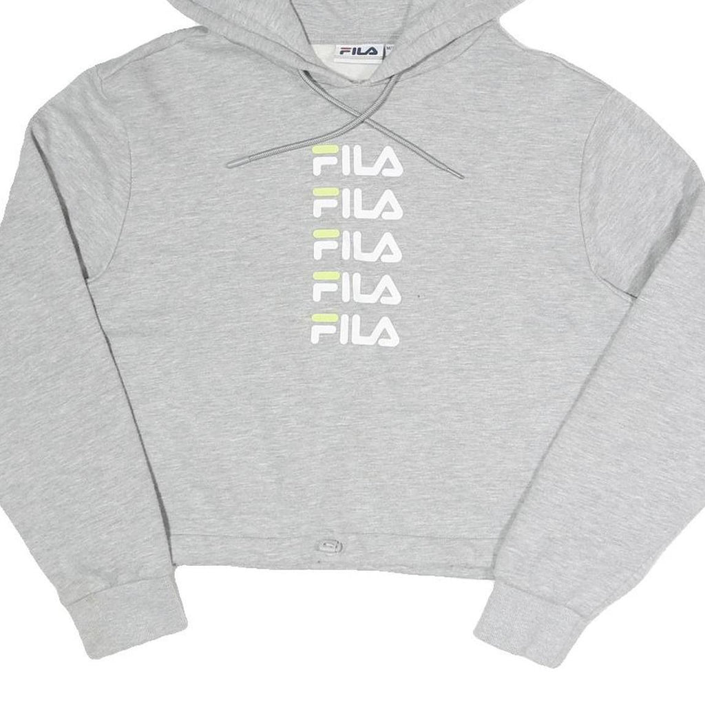 FILA Womens Grey Hoodie UK 12 Cotton Blend Pullover Casual Sportswear