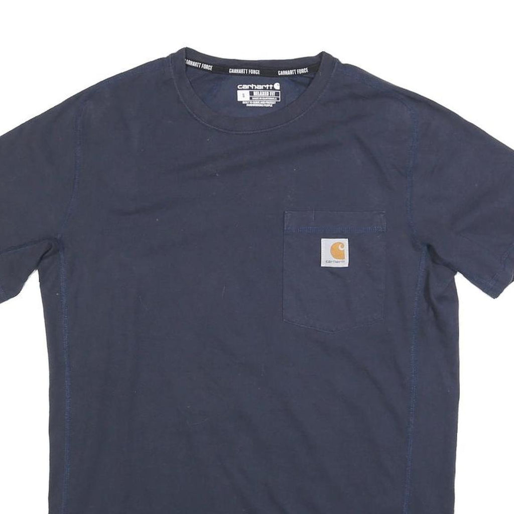 CARHARTT Mens Navy Blue Workwear T-Shirt S Short Sleeve Crew Neck Pocket