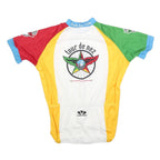 VOLER Mens White Yellow Red & Green Tour De Nez Graphic Cycling T-Shirt L Short