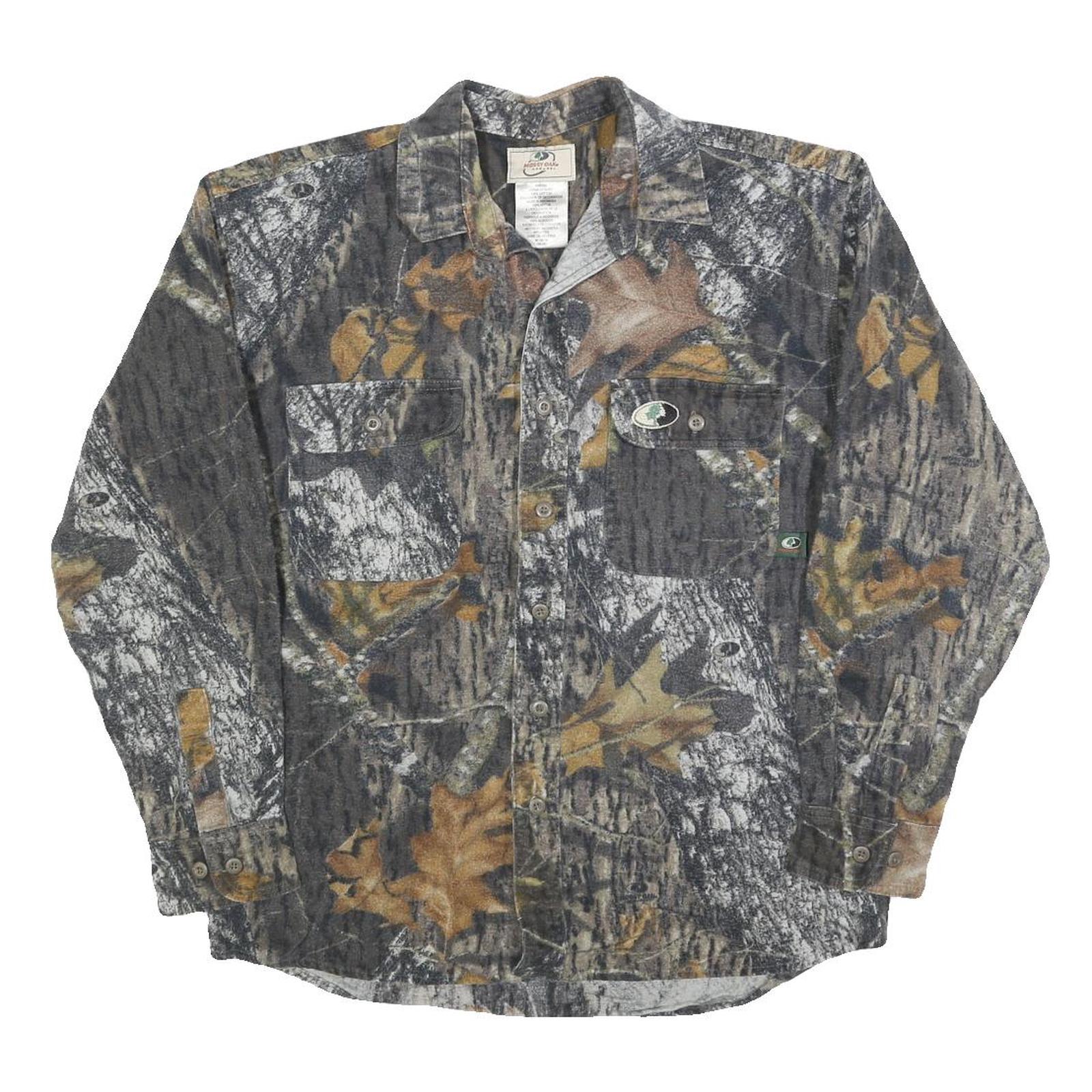 MOSSY OAK Mens Grey Camouflage Shirt M Cotton Blend Casual Outdoor