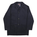 Mens Blue & Navy Wool Blend Coach Jacket M Button Plain Relaxed Fit Pockets