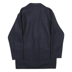 Mens Blue & Navy Wool Blend Coach Jacket M Button Plain Relaxed Fit Pockets