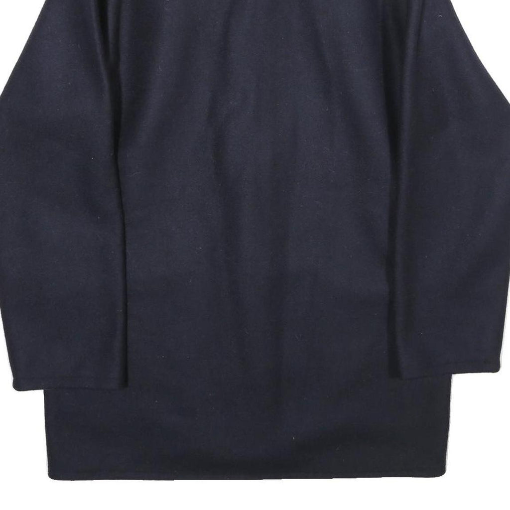 Mens Blue & Navy Wool Blend Coach Jacket M Button Plain Relaxed Fit Pockets