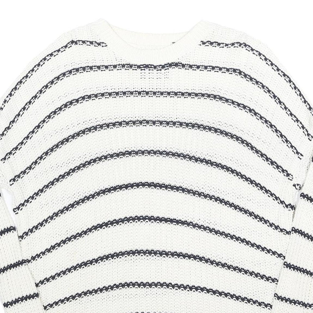 SUPERDRY Womens White & Black Patterned Cotton Jumper Crew Neck Regular UK 14