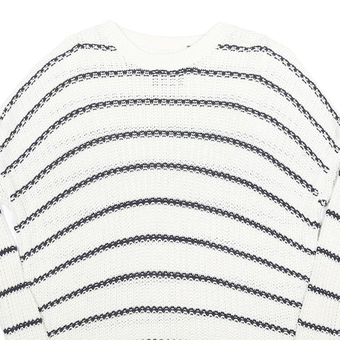 SUPERDRY Womens White & Black Patterned Cotton Jumper Crew Neck Regular UK 14
