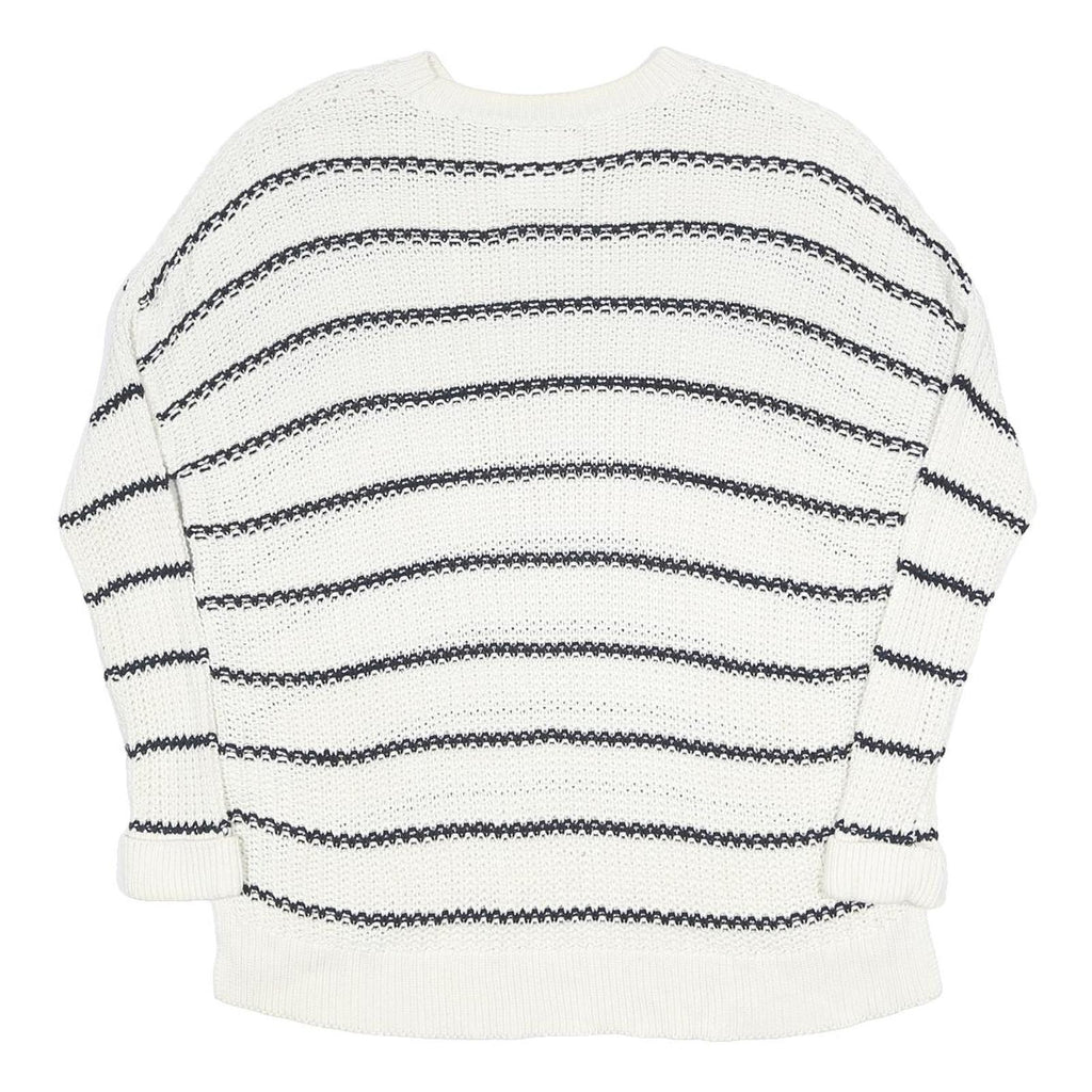 SUPERDRY Womens White & Black Patterned Cotton Jumper Crew Neck Regular UK 14