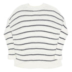 SUPERDRY Womens White & Black Patterned Cotton Jumper Crew Neck Regular UK 14