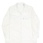 LEVI'S Womens White Cotton Blend Shirt Dress Long Sleeve Mid Knee Length M