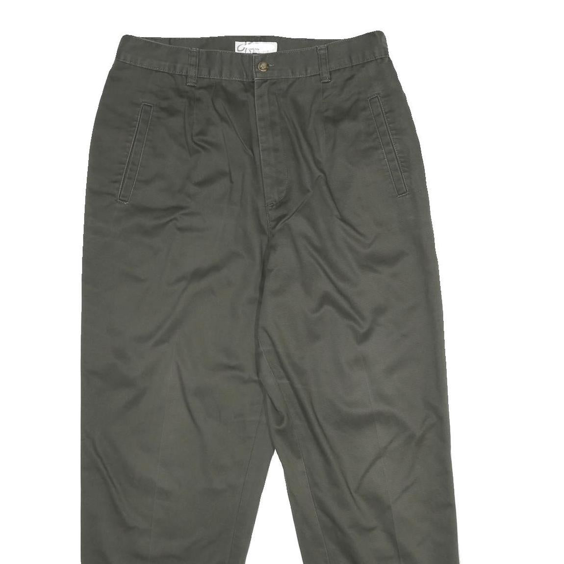 DRESSBARN Womens Cotton Classic Green Trousers W32 L28 Casual Comfortable Zip