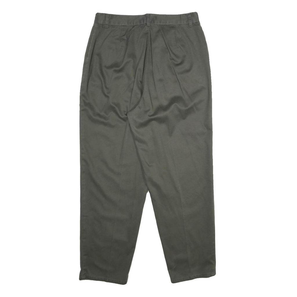 DRESSBARN Womens Cotton Classic Green Trousers W32 L28 Casual Comfortable Zip