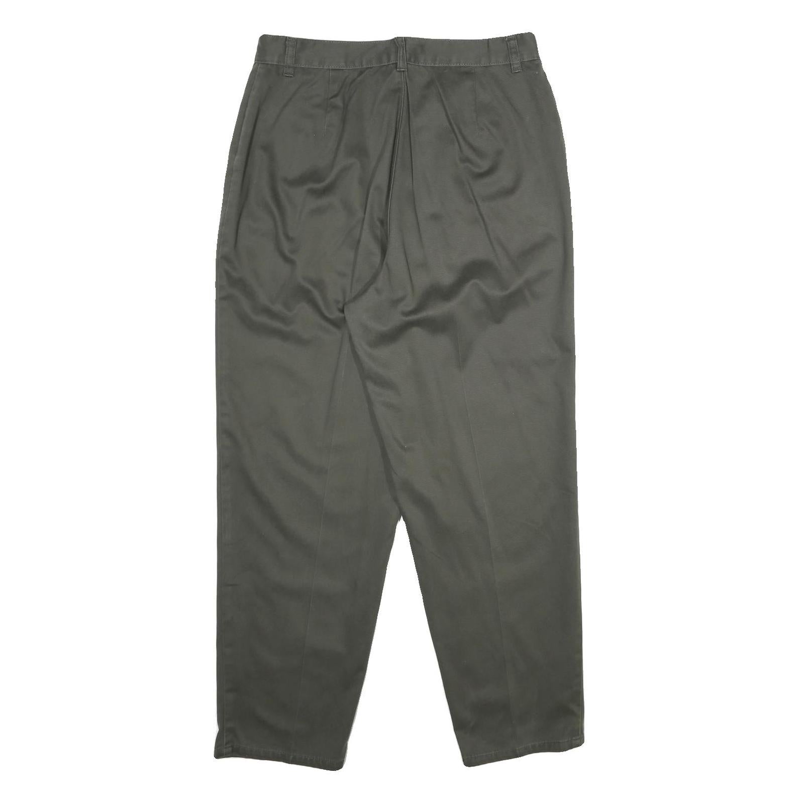 DRESSBARN Womens Cotton Classic Green Trousers W32 L28 Casual Comfortable Zip