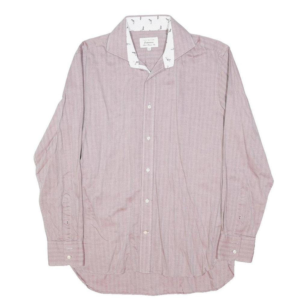 TED BAKER Mens Pink & White Cotton Blend Shirt M Casual Smart Long Sleeve