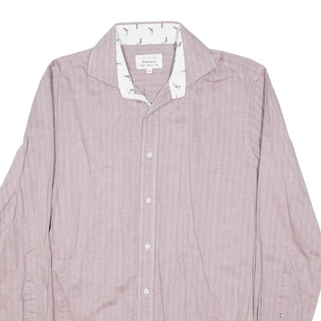 TED BAKER Mens Pink & White Cotton Blend Shirt M Casual Smart Long Sleeve