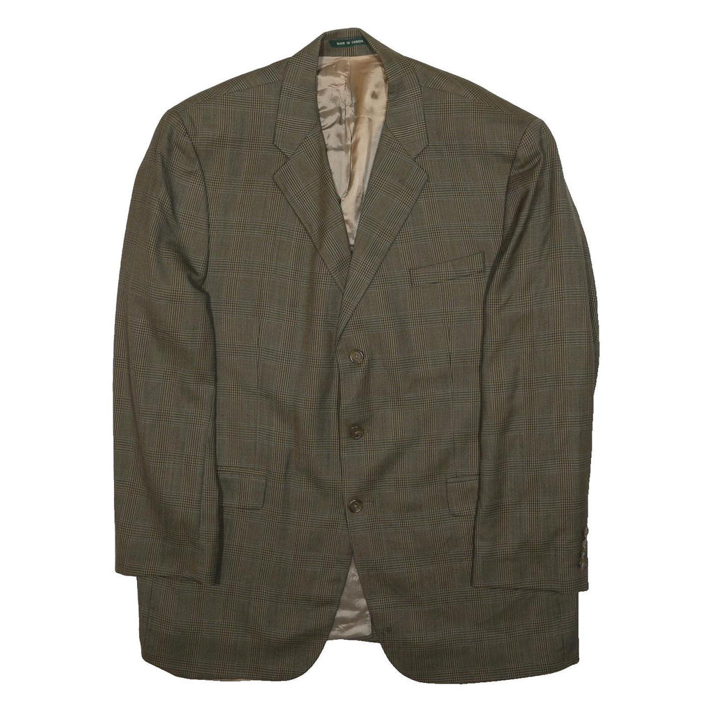 LAUREN RALPH LAUREN Mens Brown & Green Checked Wool Blazer Jacket XL Woven