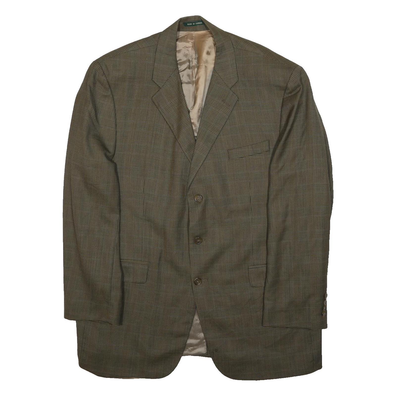 LAUREN RALPH LAUREN Mens Brown & Green Checked Wool Blazer Jacket XL Woven