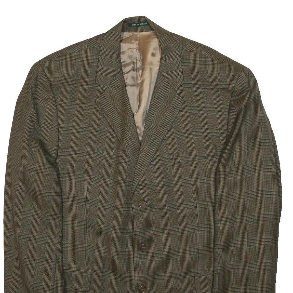 LAUREN RALPH LAUREN Mens Brown & Green Checked Wool Blazer Jacket XL Woven