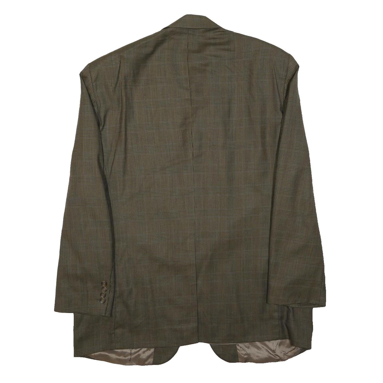 LAUREN RALPH LAUREN Mens Brown & Green Checked Wool Blazer Jacket XL Woven