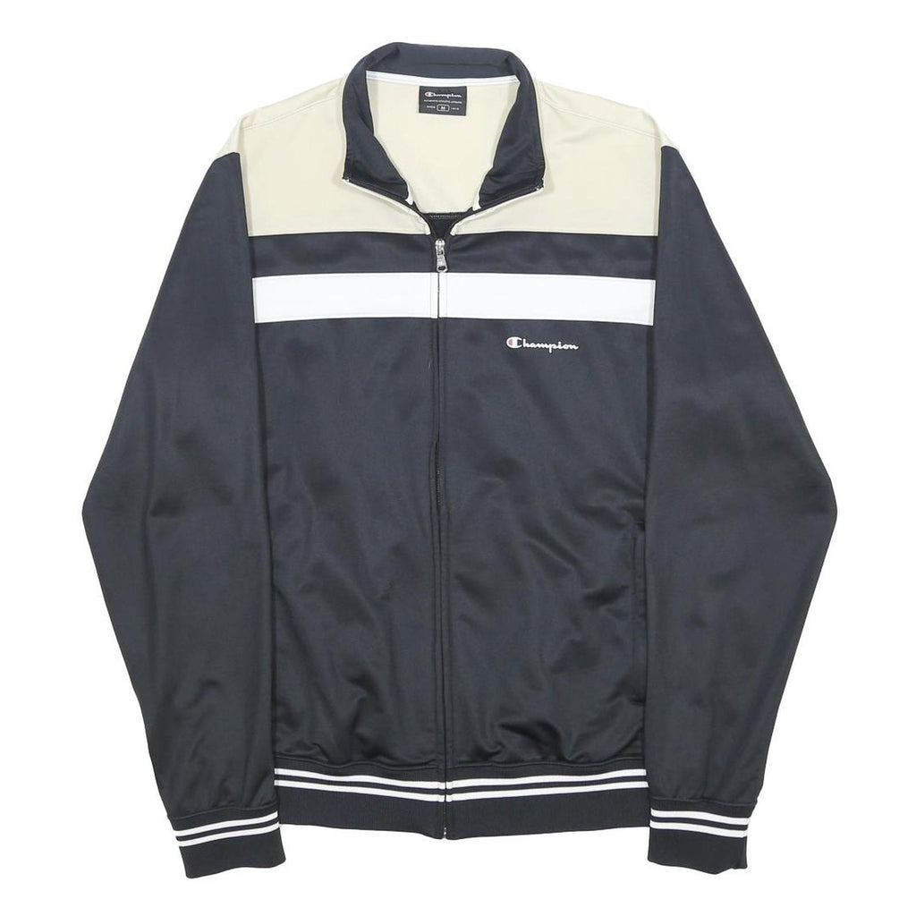 CHAMPION Mens Black & Cream Zip Jacket M Polyester Track Jacket Sportswear