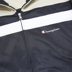 CHAMPION Mens Black & Cream Zip Jacket M Polyester Track Jacket Sportswear