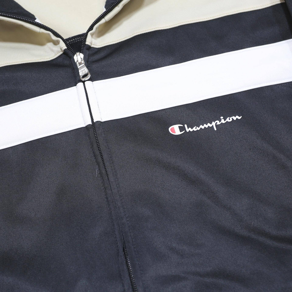 CHAMPION Mens Black & Cream Zip Jacket M Polyester Track Jacket Sportswear