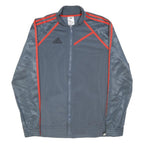 ADIDAS Mens Grey & Red Sports Zip Jacket L Polyester Blend Athletic Track Jacket