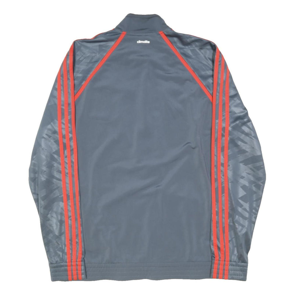 ADIDAS Mens Grey & Red Sports Zip Jacket L Polyester Blend Athletic Track Jacket