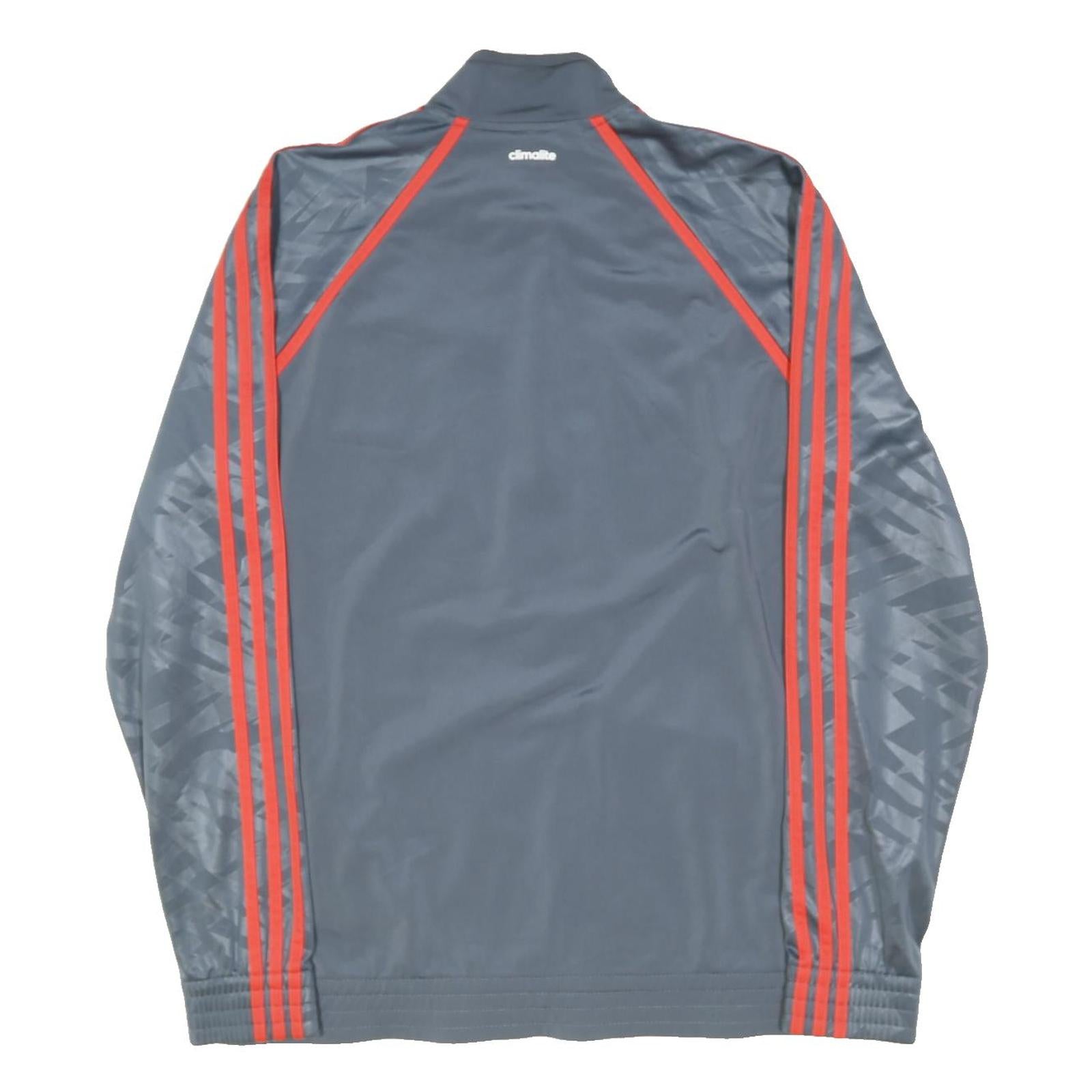 ADIDAS Mens Grey & Red Sports Zip Jacket L Polyester Blend Athletic Track Jacket